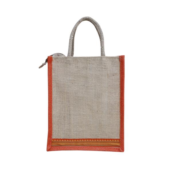 VerdantVibes Jute Carry Bag - 10x8x4 Inches | Natural Jute | With lace at bottom | Re-usable | Eco-friendly | Multi-purpose Bag