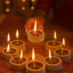 CandleCove Silver Katori Diya Box with Wax - Set of 6 Pieces