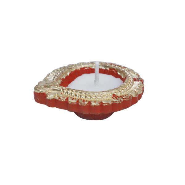 CandleCove Traditional Diya Box with Wax - Set of 12 Pieces | Round Shape with Golden Border