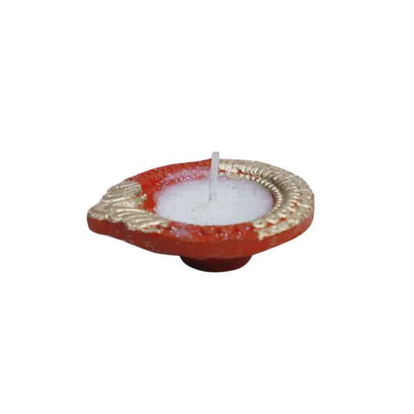 CandleCove Traditional Diya Box with Wax - Set of 12 Pieces | Multi Color with Golden Sparkle