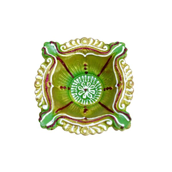 CandleCove Green Chaarmukhi Akhand Diya Box - 1 Piece | 4-Wick Diya