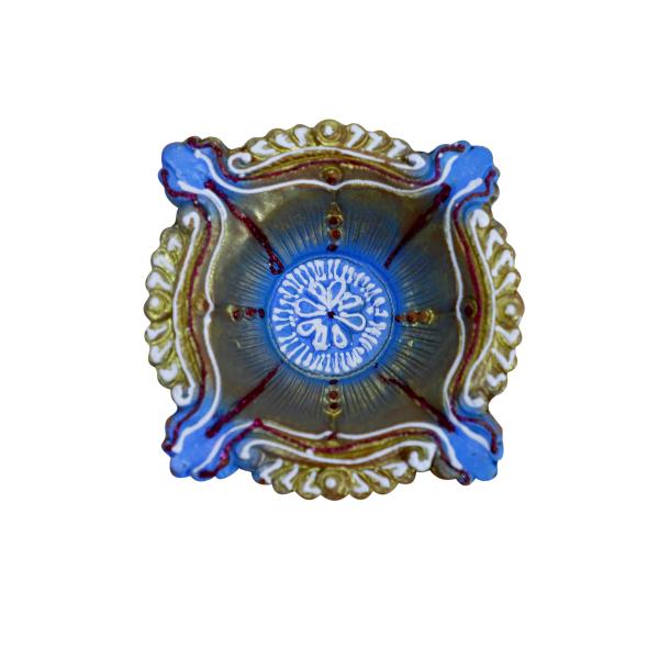 CandleCove Blue Chaarmukhi Akhand Diya Box - 1 Piece | 4-Wick Diya