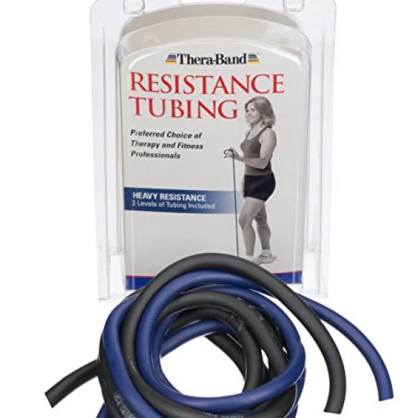 TheraBand Heavy Exercise Tubing (Blue/Black) - Pack of 2 - 5ft each