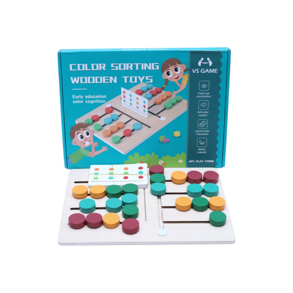 Wooden Color Sorting Board for Toddlers – Montessori Educational Toy for Color Recognition, Fine Motor Skills & Problem-Solving (Ages 3+)