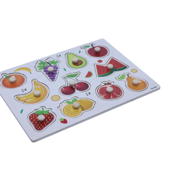 Wooden Fruit Puzzle Board for Toddlers (Ages 3+) – Educational Toy with 10 Colorful Fruit Pieces, Early Learning Puzzle for Shape Recognition, Fine Motor Skills & Safe Play
