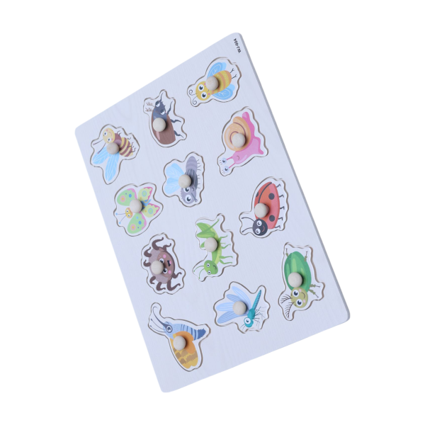 Insect Puzzle Wooden Board – Educational Knob Puzzle for Toddlers (Ages 3+)