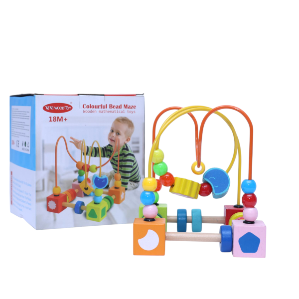 Wooden Bead Maze Activity Cube for Toddlers – Montessori Toy for Shape & Color Recognition, Fine Motor Skills, Early Learning (18 Months+)