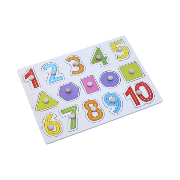 Wooden Number & Shape Puzzle Board for Toddlers (Ages 3+) – Colorful Toy for Early Learning, Counting, Shape Recognition & Fine Motor Skills Development, Safe Educational Gift