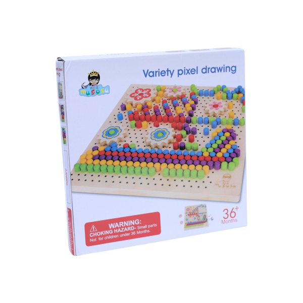 Variety Pixel Drawing Board for Kids (3+ Years) – Wooden Peg Art Set with Colorful Pegs – Creative Learning Toy to Improve Fine Motor Skills, Color Recognition & Imagination