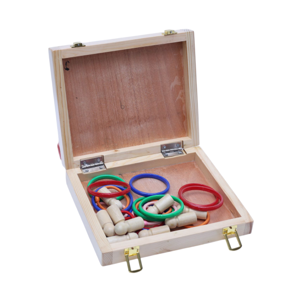 Wooden Quoits Ring Toss Game Set for Kids – Classic Indoor & Outdoor Play Toy | Colorful Rings & Wooden Base | Fun Family Game for Coordination & Motor Skills | Ages 3+