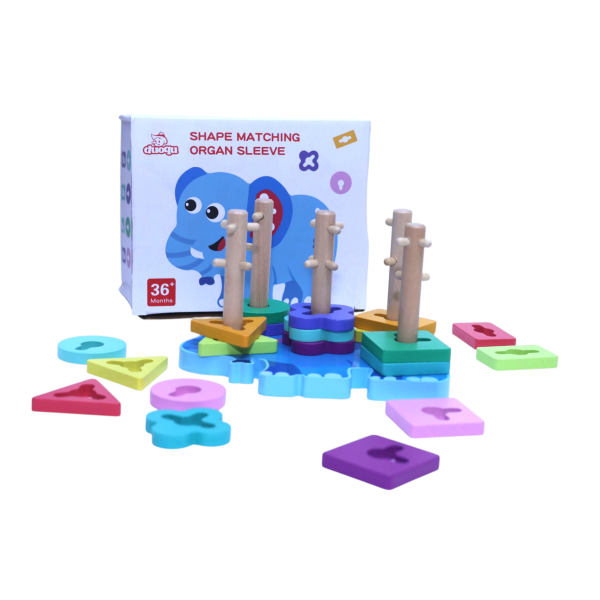 Shape Matching Organ Sleeve Wooden Toy for Toddlers (Ages 3+), Puzzle for Shape & Color Recognition, Stacking Toy for Early Learning, Hand-Eye Coordination & Fine Motor Skills